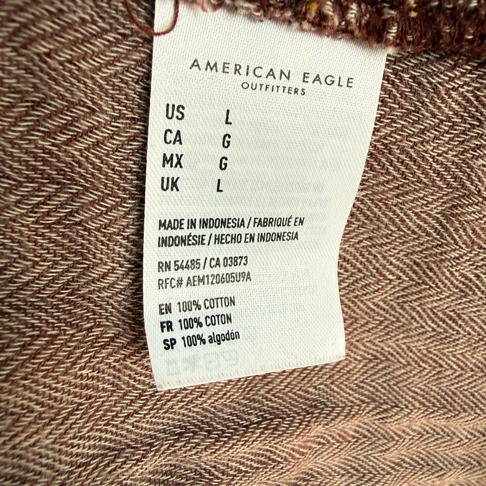 American Eagle Outfitters Rust Multi Plaid Button-Front Tunic - Picture 3 of 3